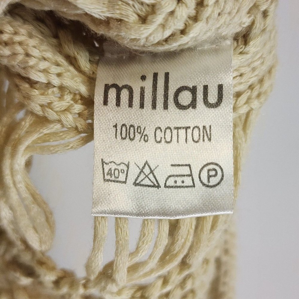 Millau Womens Open Knit Crop Wide Sleeve Beige Sweater Size Small - Picture 3 of 7